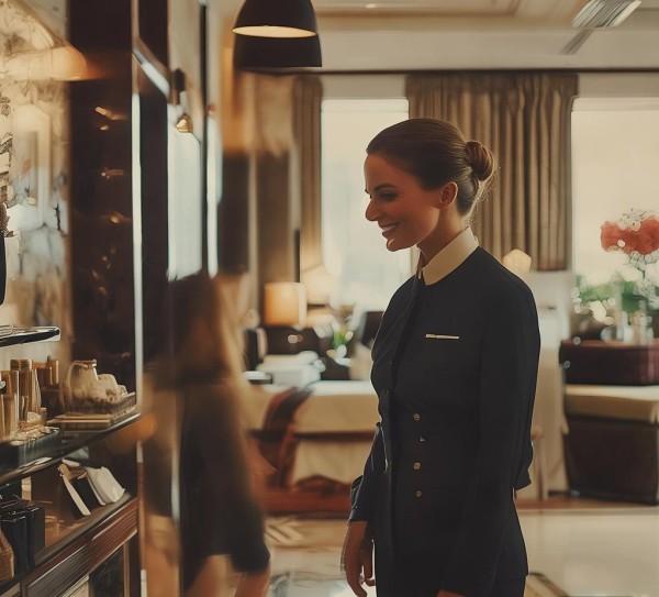 五星级酒店服务员的礼仪如春,温暖如春日,贴心如春雨